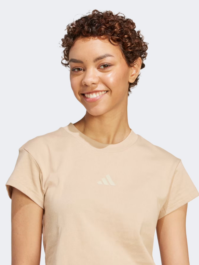 Adidas Future Icons Small Logo Baby Women Sportswear T-Shirt Warm Sandstone