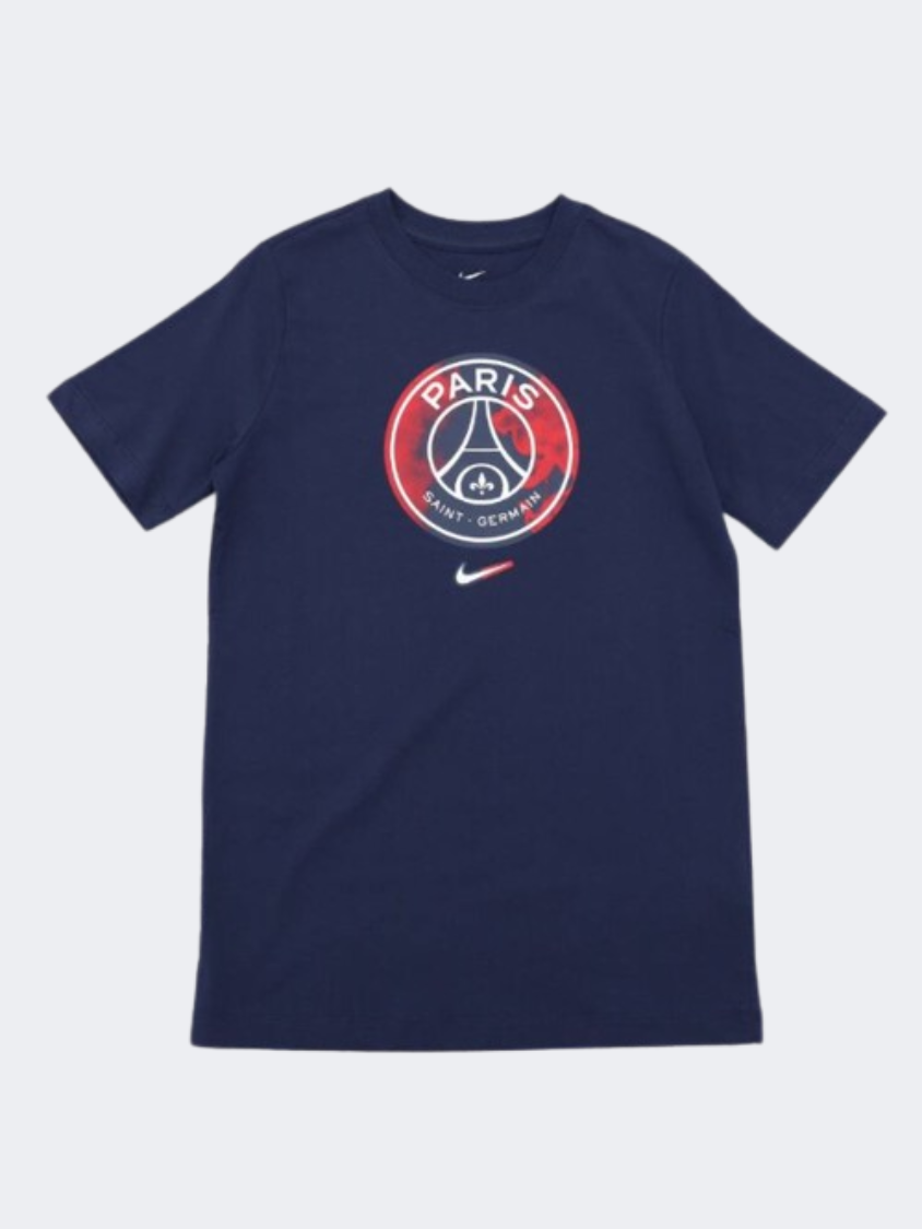 Nike Paris Saint Germain Crest Boys Football T-Shirt Midnight Navy