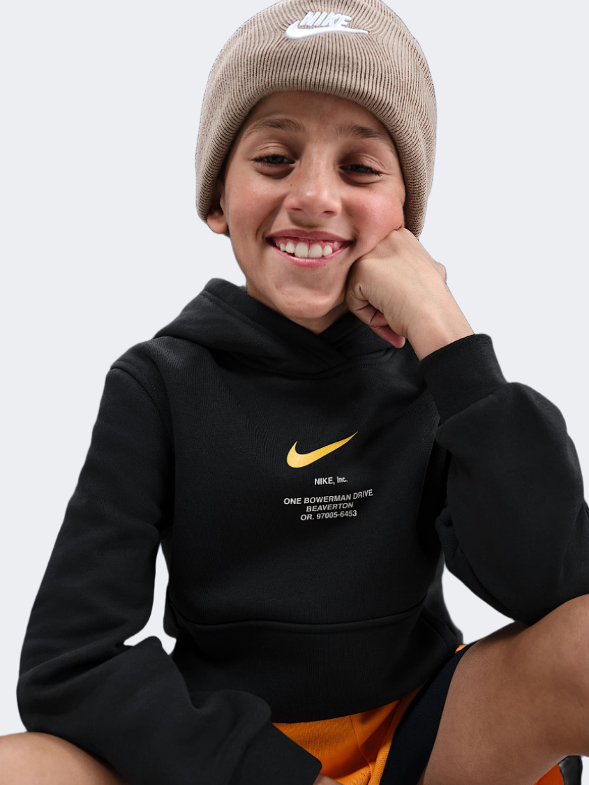 نايك سبورتسوير كلوب فليس أولاد Lifestyle هودي أسود/ذهبي