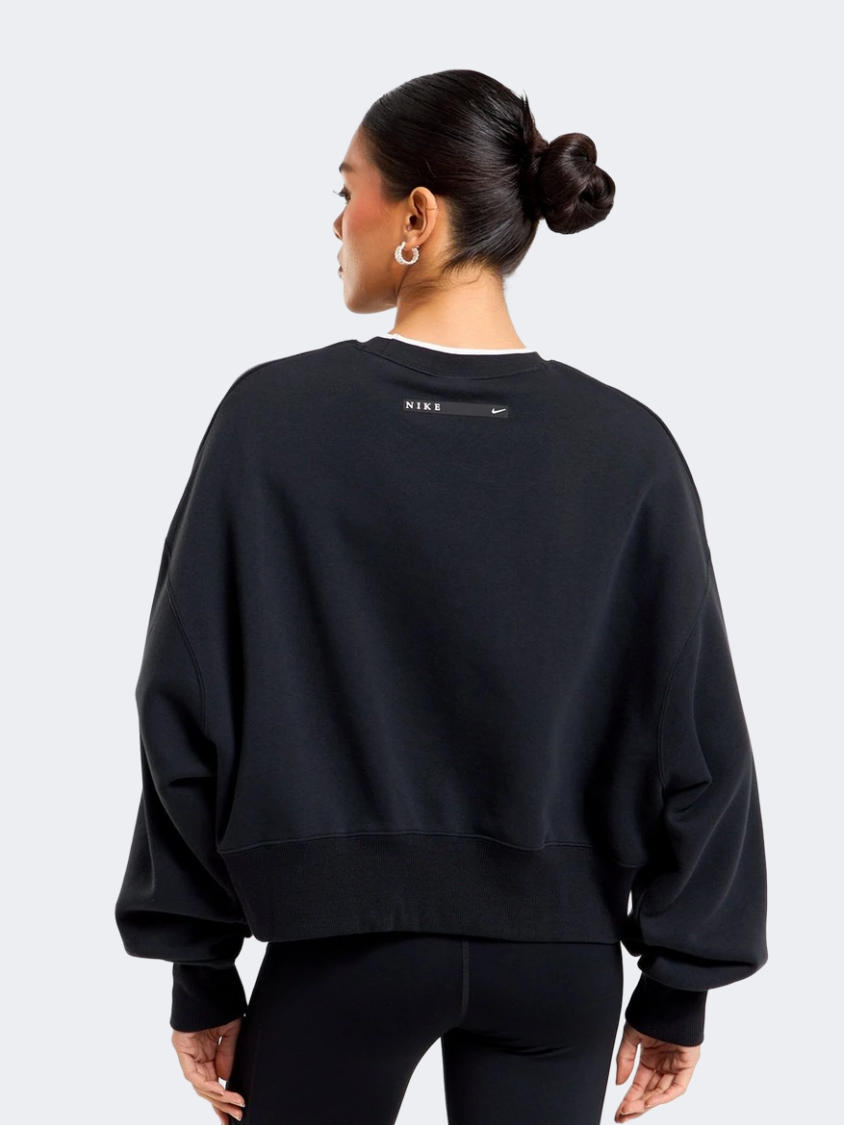 سويت شيرت نمط حياة نسائي من Nike Sportswear Phoenix Fleece باللون الأسود