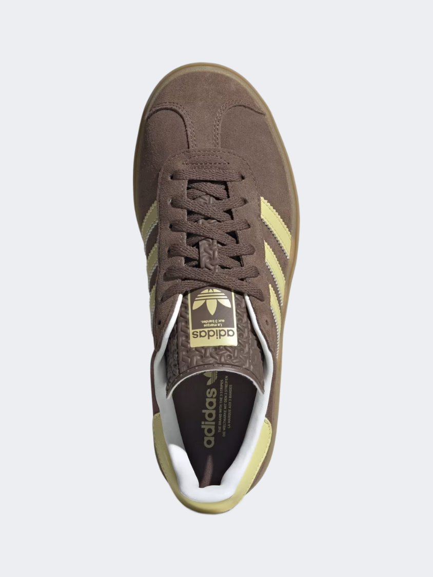 Adidas Gazelle Bold Women Original Shoes Earth Strata/Yellow