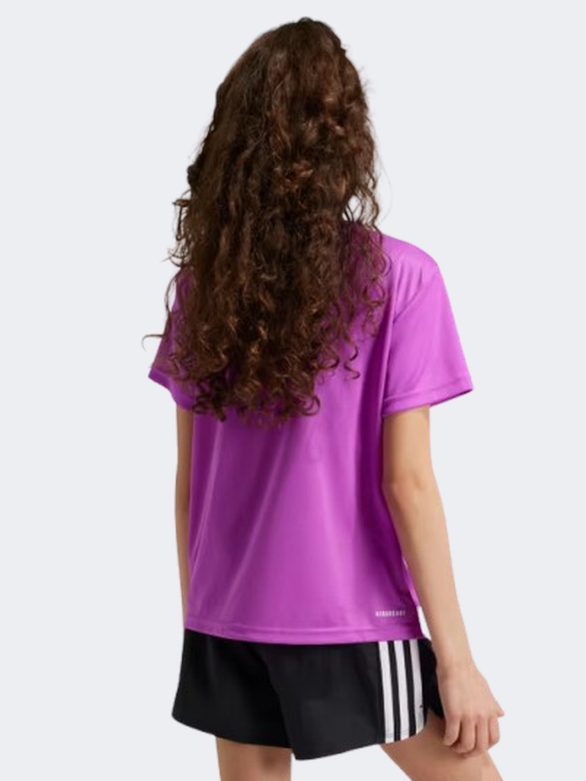 Adidas Essentials Logo Kids-Girls Sportswear T-Shirt Purple Burst/White
