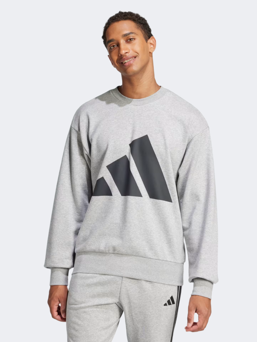 Adidas Essentials Big Logo French Terry Men Sportswear Sweatshirt Grey Heather/Black