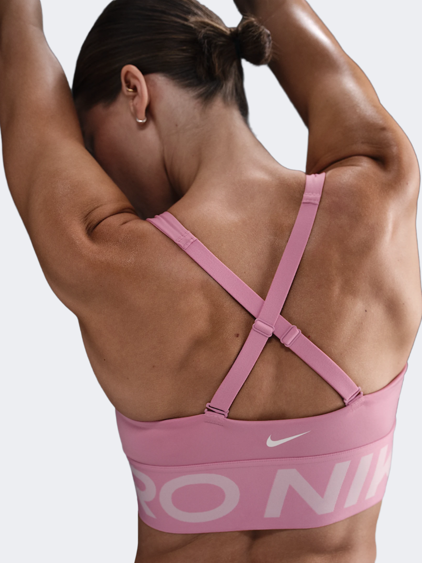 حمالة صدر تدريب نسائية Nike Pro Indy Plunge وردي/أبيض