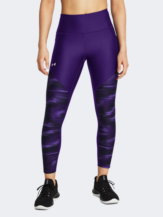 Under Armour Ua Tech Printed Panel Ankle Leggings Women Training Tight Purple