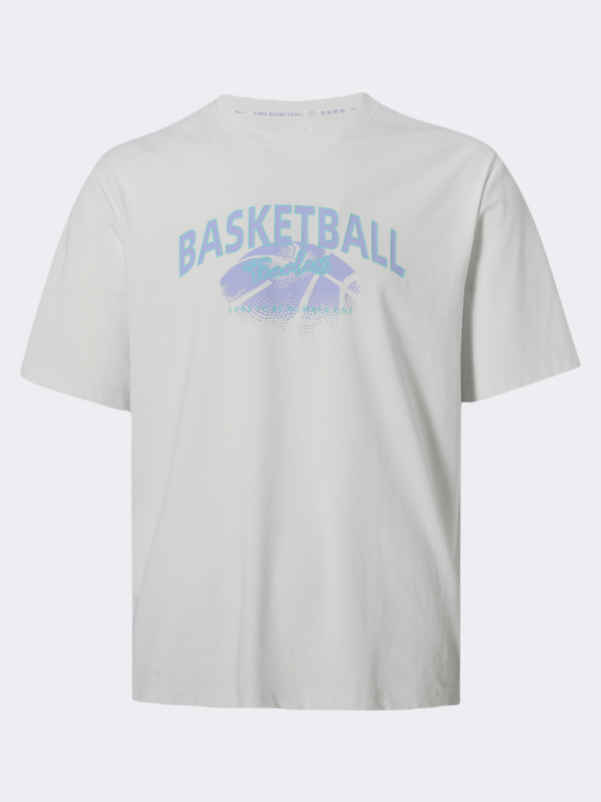 Erke Fearless Men Basketball T-Shirt Cheese White/Violet