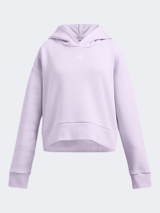 Under Armour Rival Fleece Crop Girls Training Hoody Salt Purple/White