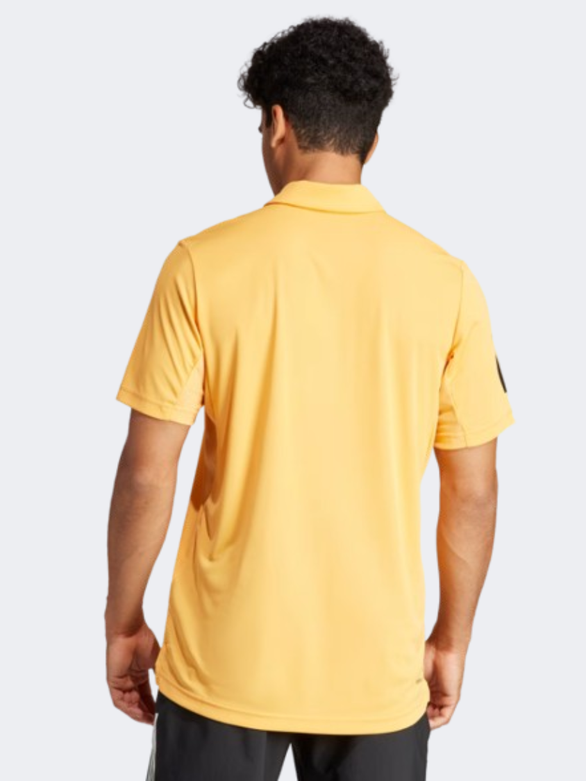 Adidas Club 3 Stripes Men Tennis Polo Long Sleeve Hazy Orange