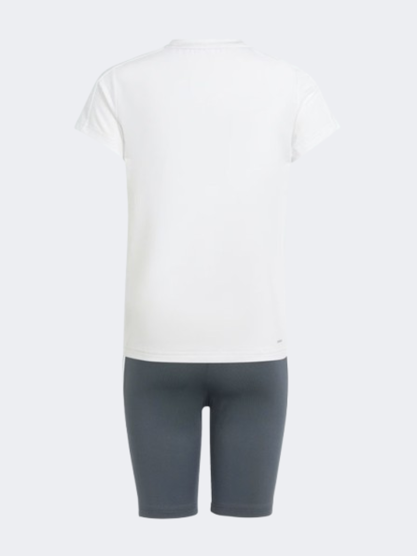 طقم ملابس رياضية للأطفال-بنات Adidas Essentials 3 Stripes أبيض/كربون