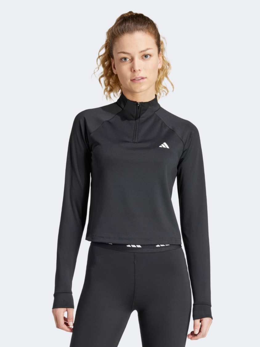 Adidas Train Essentials Minimal Branding 1/4-Zip Women Training Track Top Black