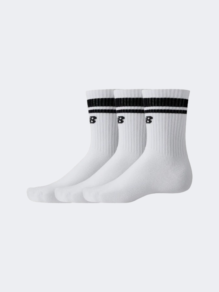 New Balance Essential Line Midcalf Crew 3 Pack Unisex Lifestyle Sock White/Black