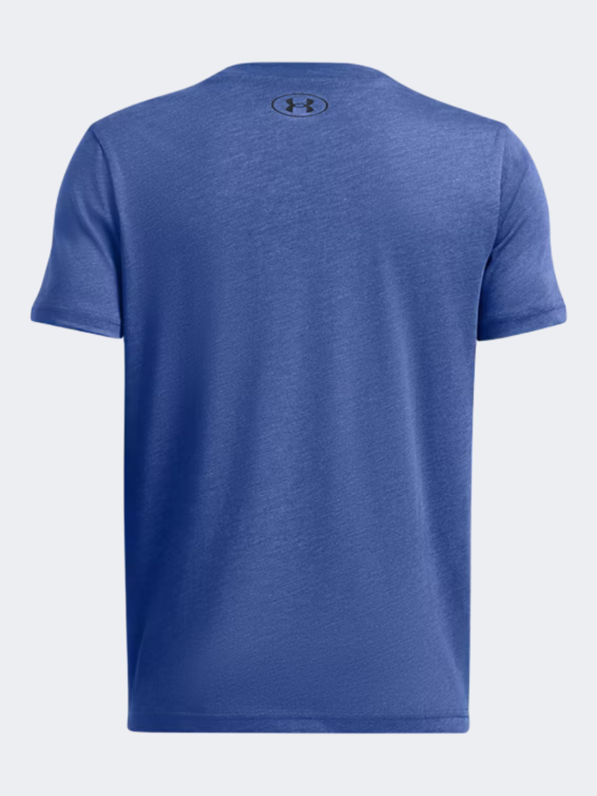 Under Armour Logo Wordmark Boys Training T-Shirt Tech Blue/Black