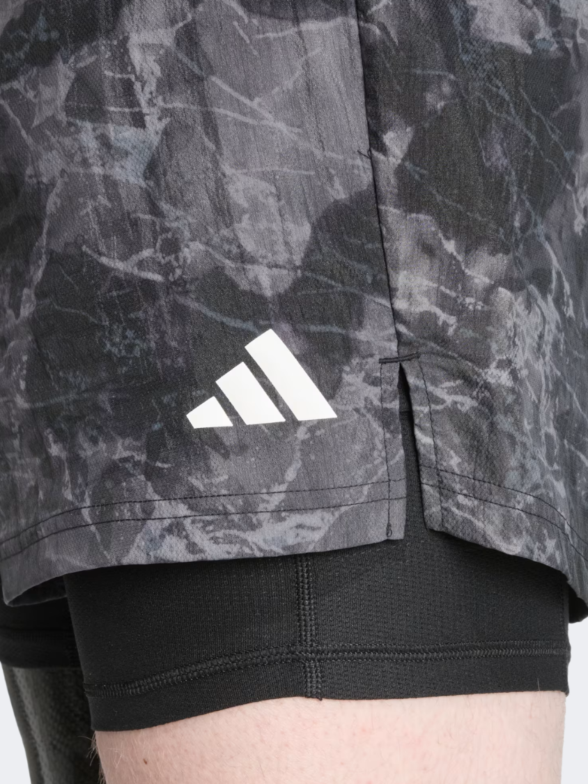 Adidas Own The Run Spray Dye 2-In-1 Men Running Short Grey/Black