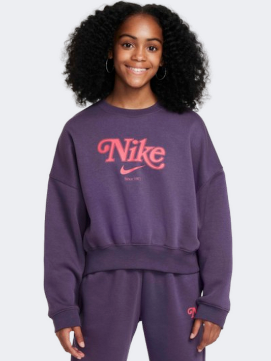 Nike Sportswear Trend Fleece Girls Lifestyle Sweatshirt Dark Raisin