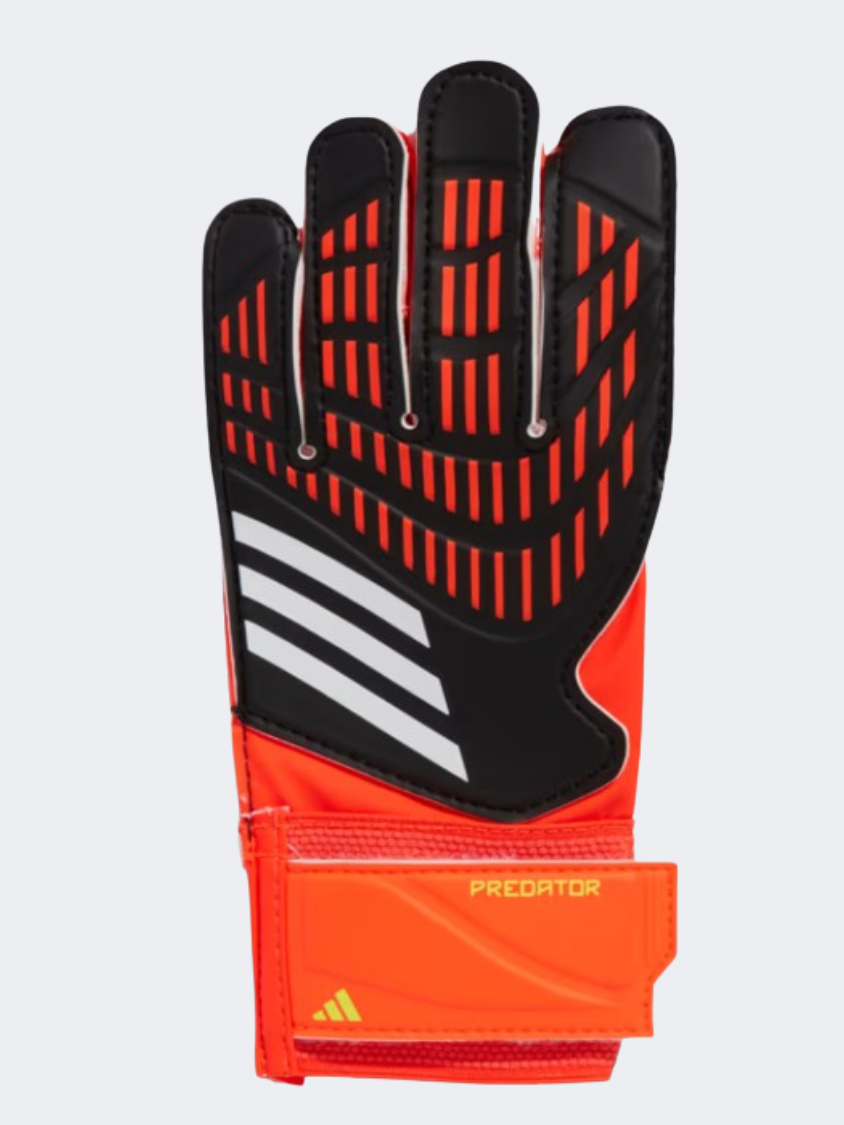 قفازات كرة القدم للأطفال Adidas Predator باللون الأسود/الأحمر/الأصفر