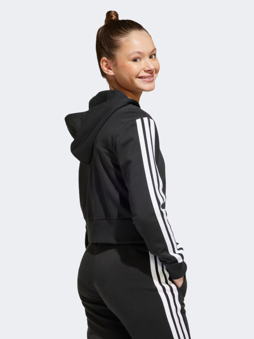 Adidas Essentials Full-Zip Kids-Girls Sportswear Hoody Black/White