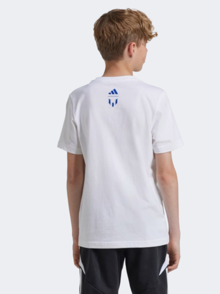 Adidas Messi Boys Football T-Shirt White