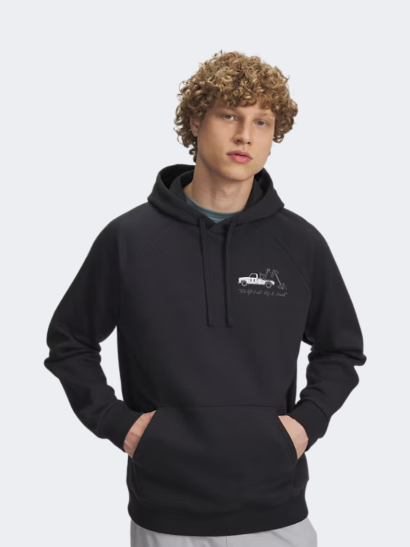 Under Armour ريفال فليس Hbr شعار رجالي هودي نمط حياة أسود/أبيض