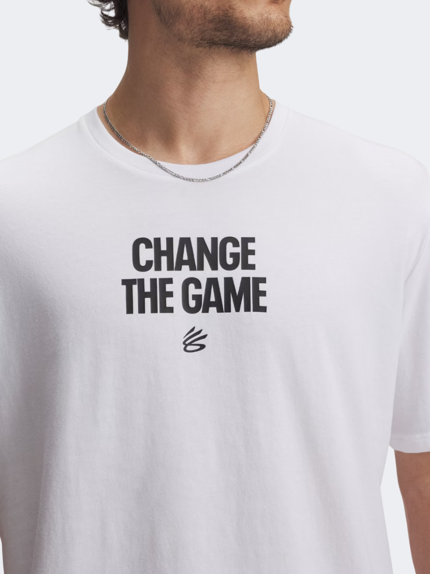 Under Armour قميص كرة السلة للرجال قابل للعب Curry أبيض/أسود