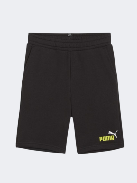 Puma Essential Plus 2 Col Boys Lifestyle Short Black/Lime Sheen