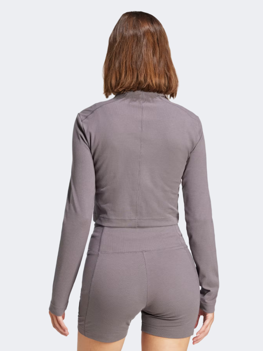 Adidas All Szn Ribbed Crop Women Sportswear Track Top Purple