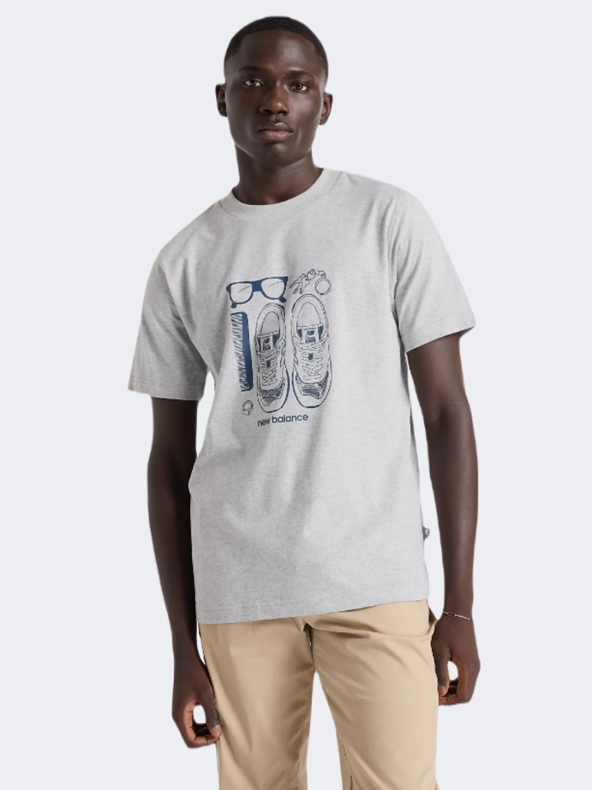 New Balance Essentials Graphic Men Lifestyle T-Shirt Athletic Grey