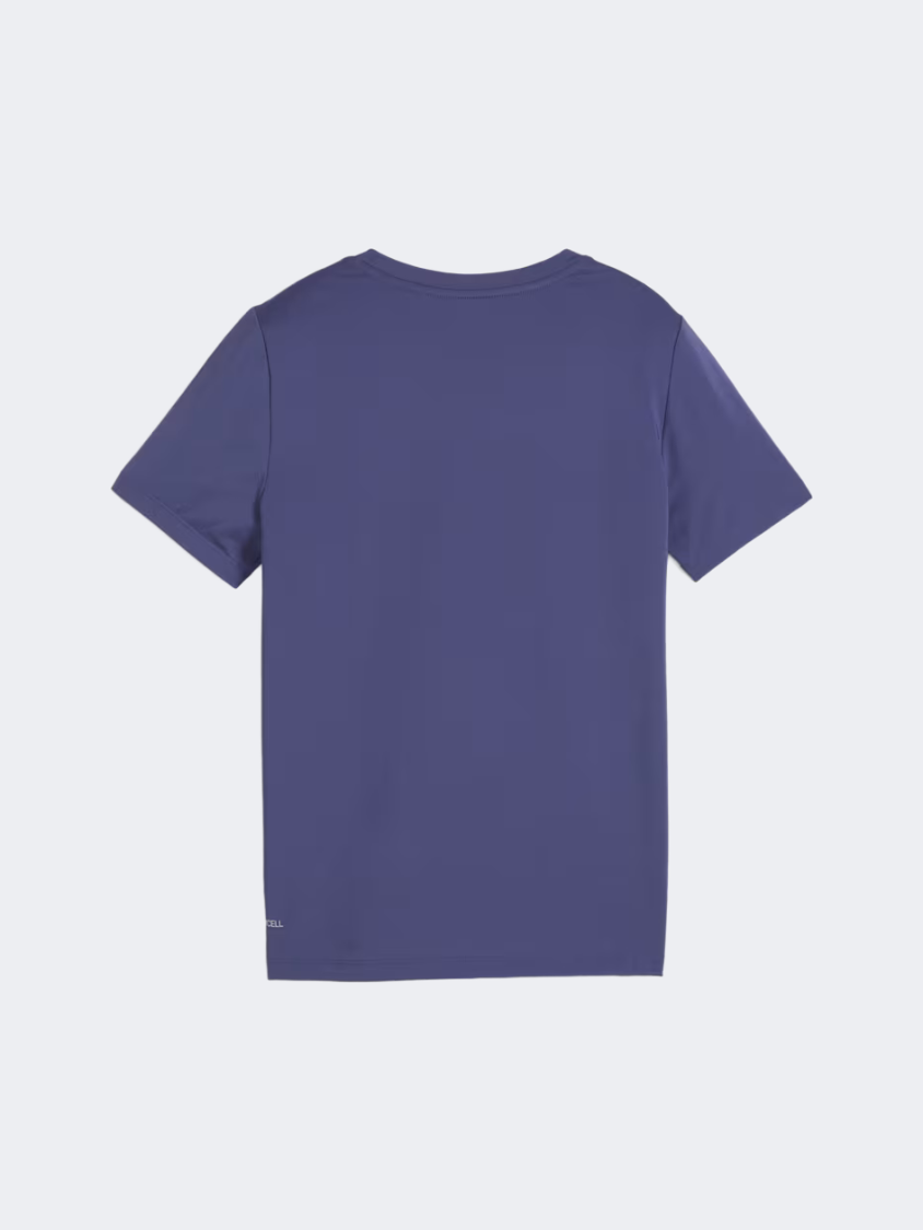 Puma Essentials Cat Logo Graphic Girls Training T-Shirt Blue Crystal
