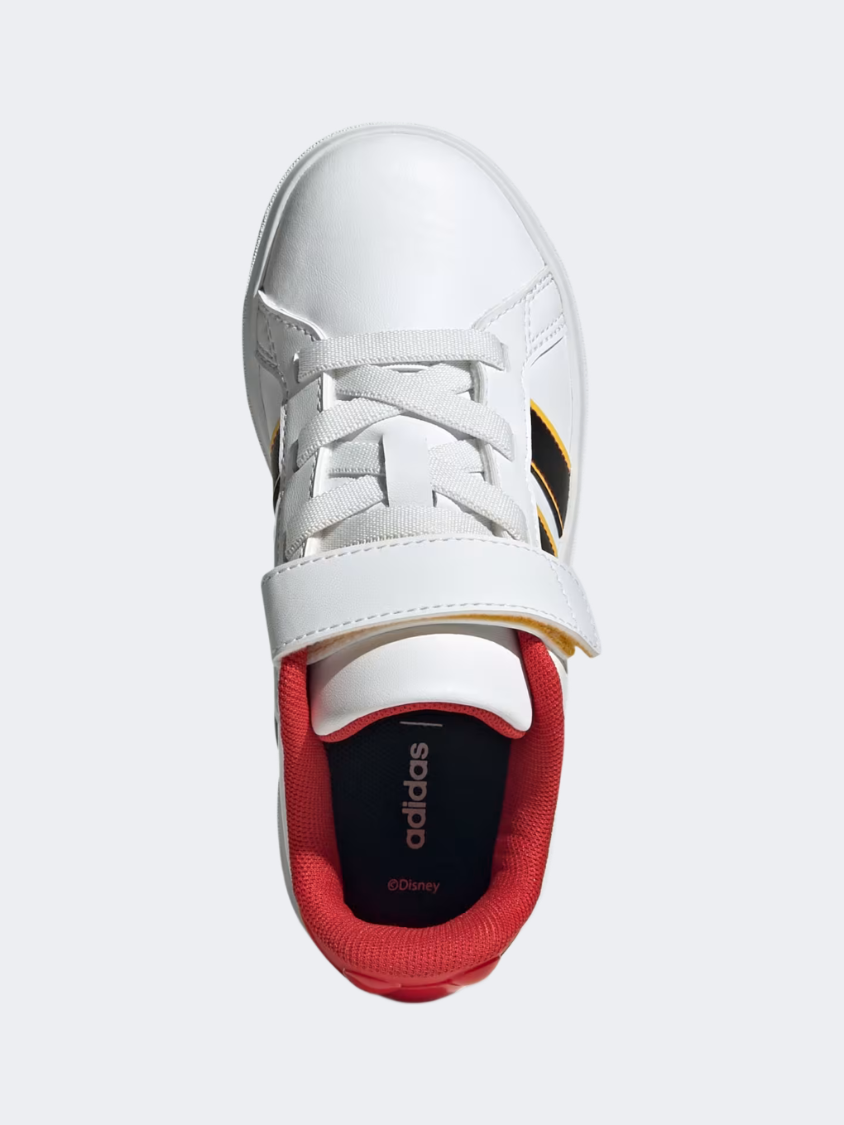 أحذية رياضية للأطفال من Adidas ديزني ميكي ماوس جراند كورت Ps - أبيض/أسود/ذهبي