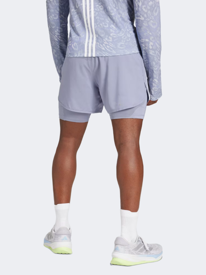 Adidas Own The Run Essentials 3 Stripes 2 In 1 Men Running Short Silver/Violet