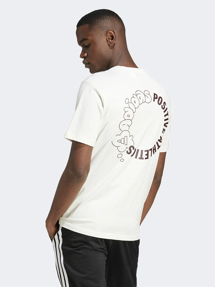 Adidas Lounge Verbiage Circle Graphic Men Sportswear T-Shirt Off White