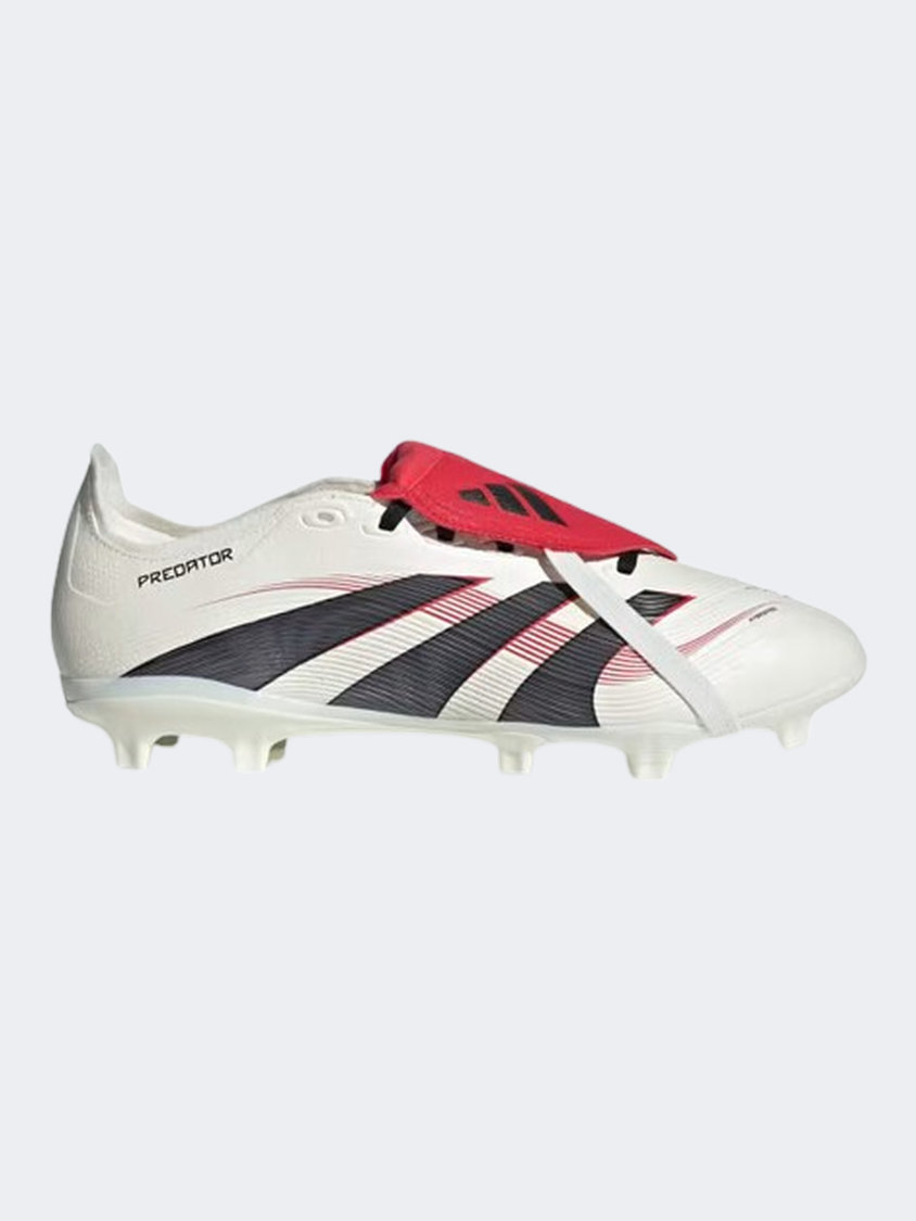 حذاء كرة القدم للرجال Adidas Predator League بلسان قابل للطي أبيض/أسود/روبي
