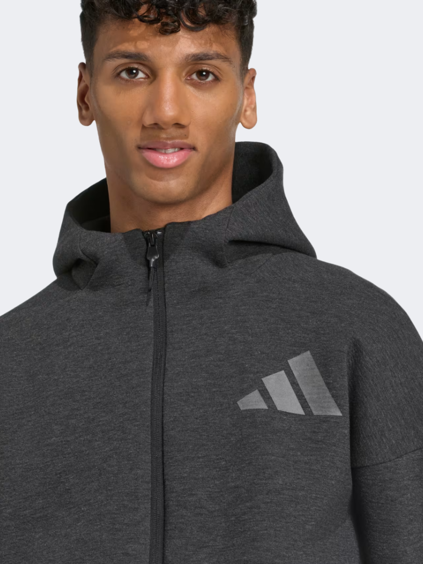 Adidas Z.N.E. Premium Full-Zip Men Sportswear Hoody Black Melange