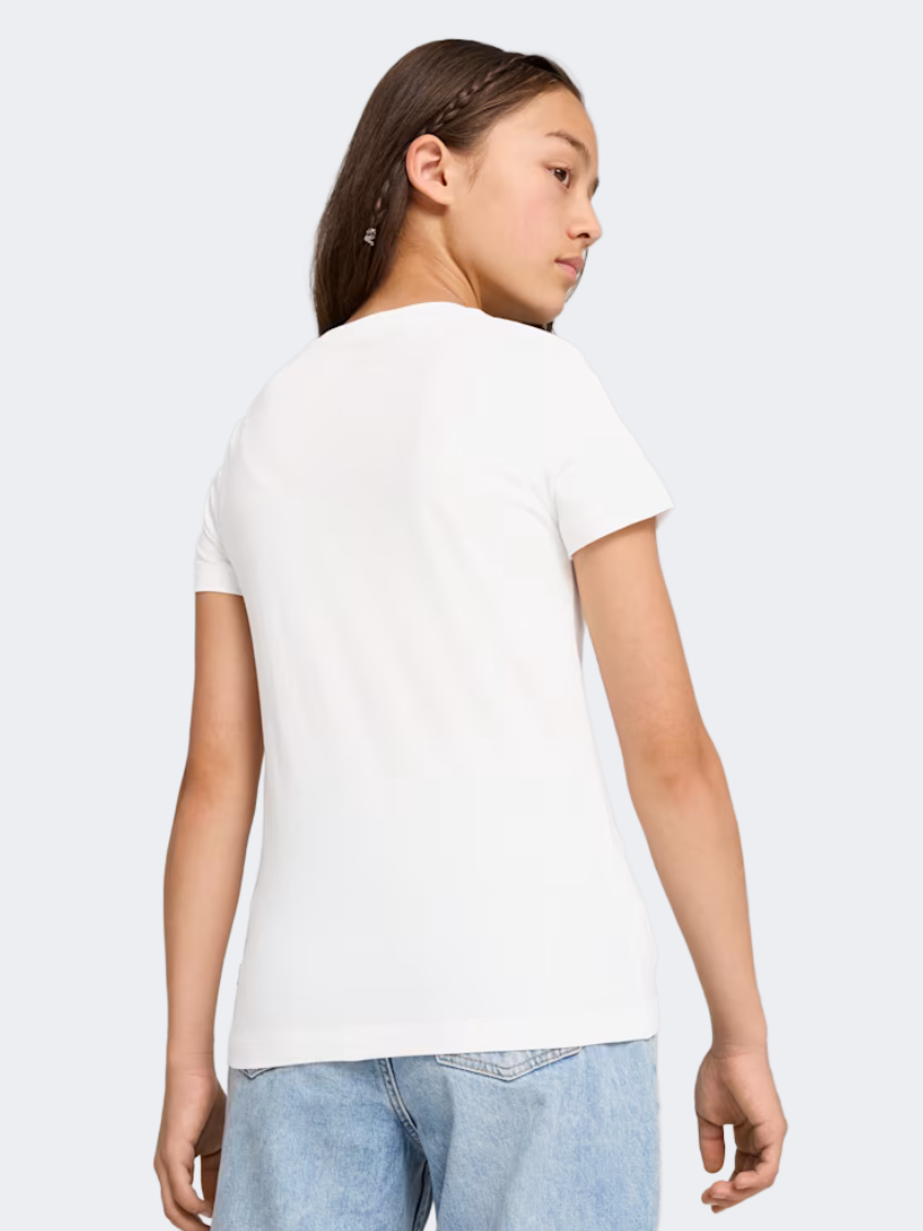 Puma Ess+ Script Metallic Girls Lifestyle T-Shirt White