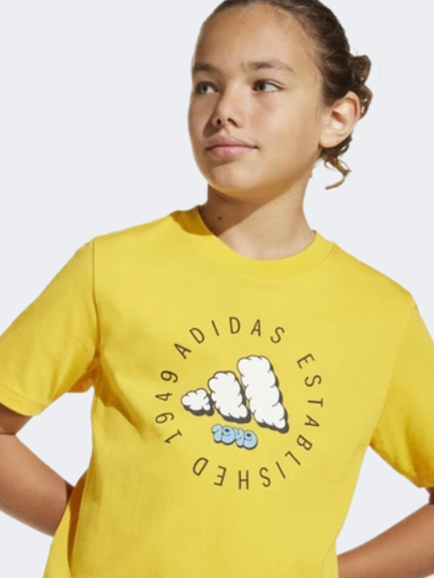 Adidas Fun Graphic Kids-Boys Sportswear T-Shirt Crew Yellow