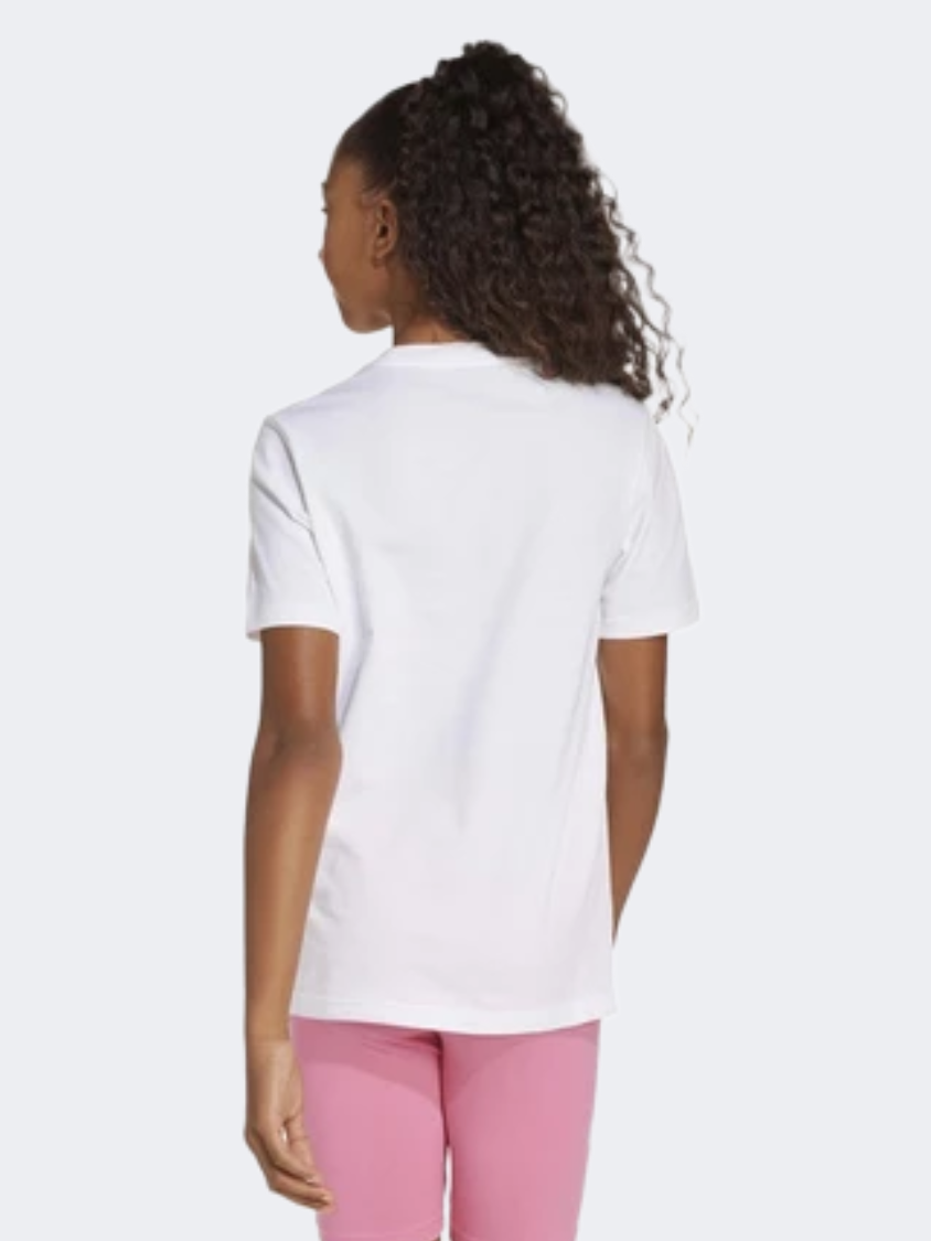 Adidas Animal-Print Graphic Kids-Girls Sportswear T-Shirt White