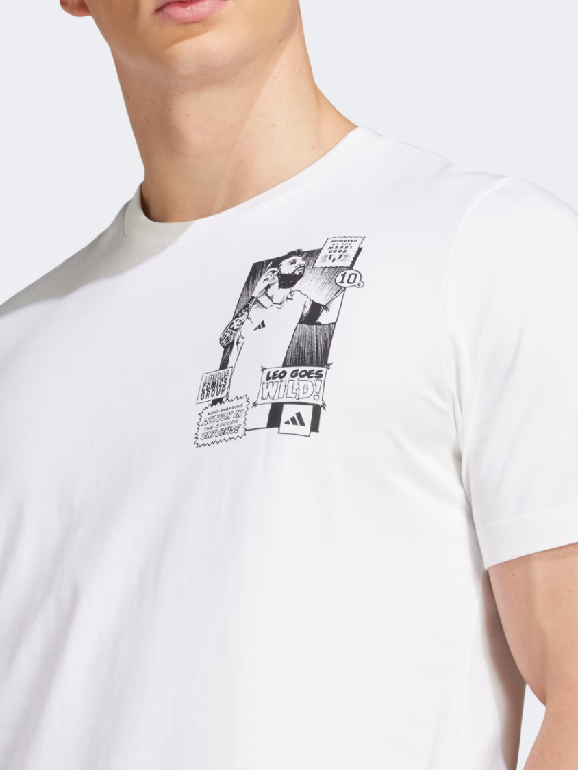 Adidas Messi Icon Graphic Men Football T-Shirt White