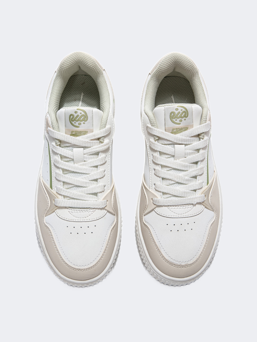 Erke Skateboard Women Lifestyle Sneaker Light White/Flaxen