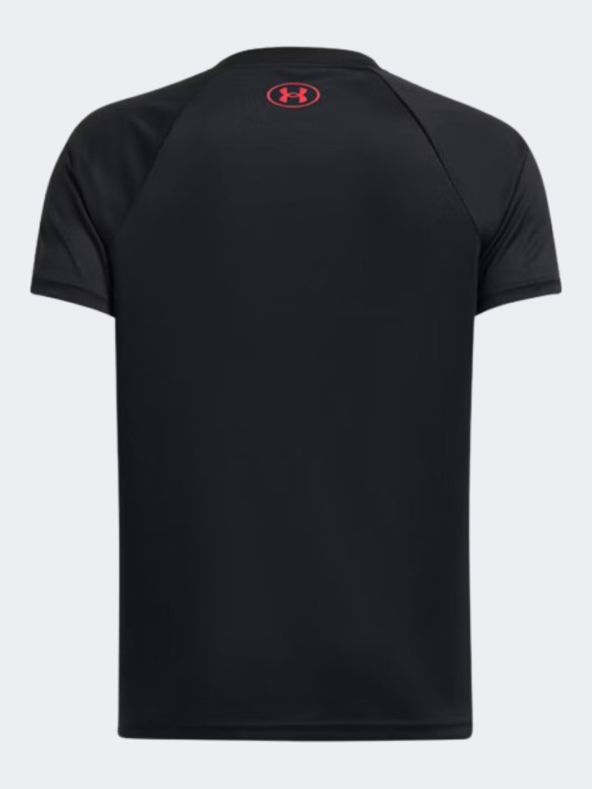 Under Armour Tech Split Wordmark Boys Training T-Shirt Black/Red