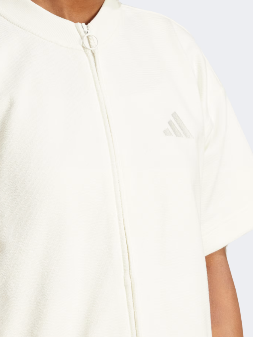 Adidas All Szn Cloud Jersey Full-Zip Women Sportswear Shirt Off White