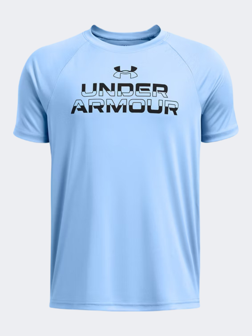 Under Armour Tech Split Wordmark Boys Training T-Shirt Horizon Blue/Black
