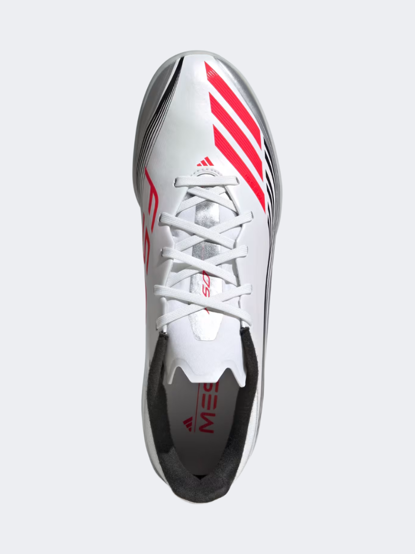 أحذية كرة القدم للرجال Adidas F50 Messi League Turf أبيض/أحمر/فضي