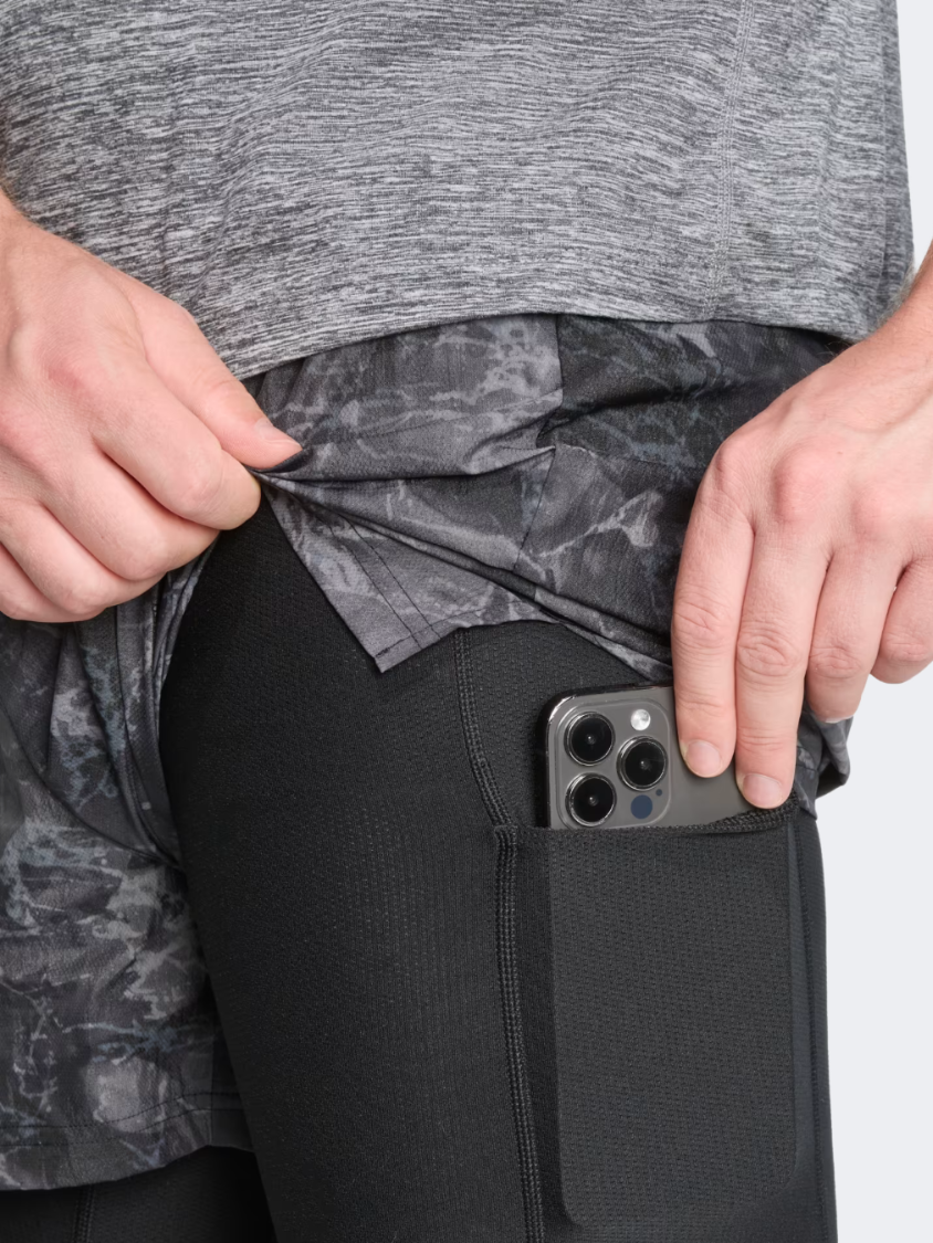 Adidas Own The Run Spray Dye 2-In-1 Men Running Short Grey/Black
