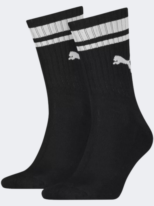 Puma Crew Heritage Stripe 2P Unisex Lifestyle Sock Black