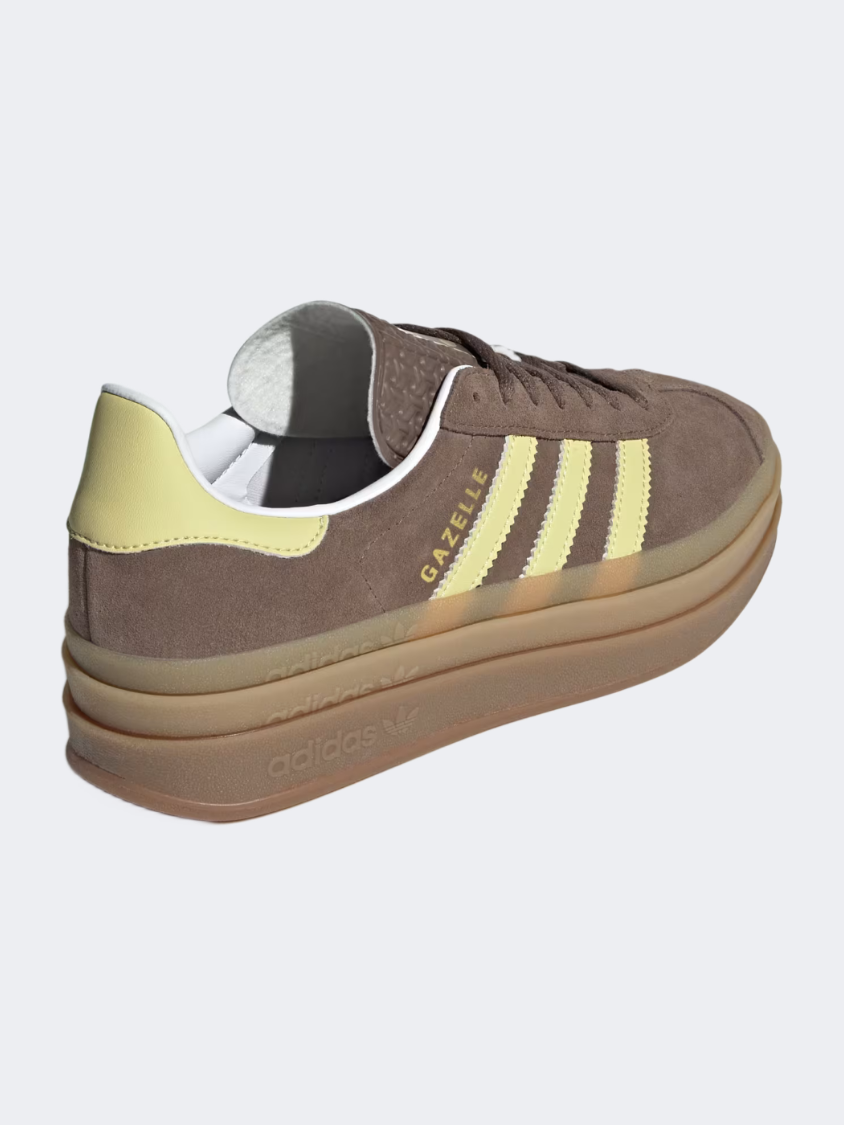 Adidas Gazelle Bold Women Original Shoes Earth Strata/Yellow