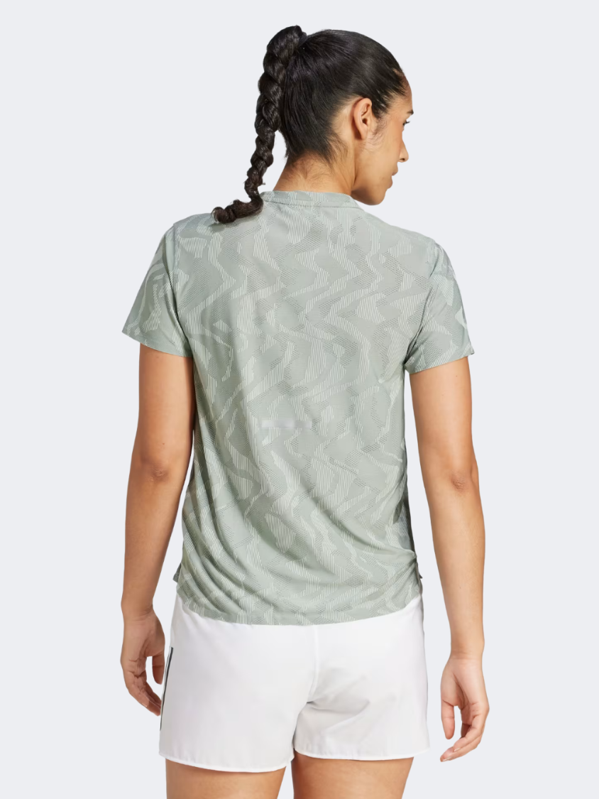 Adidas Ultimate Engineered Climacool Plus Women Running T-Shirt Silver Green
