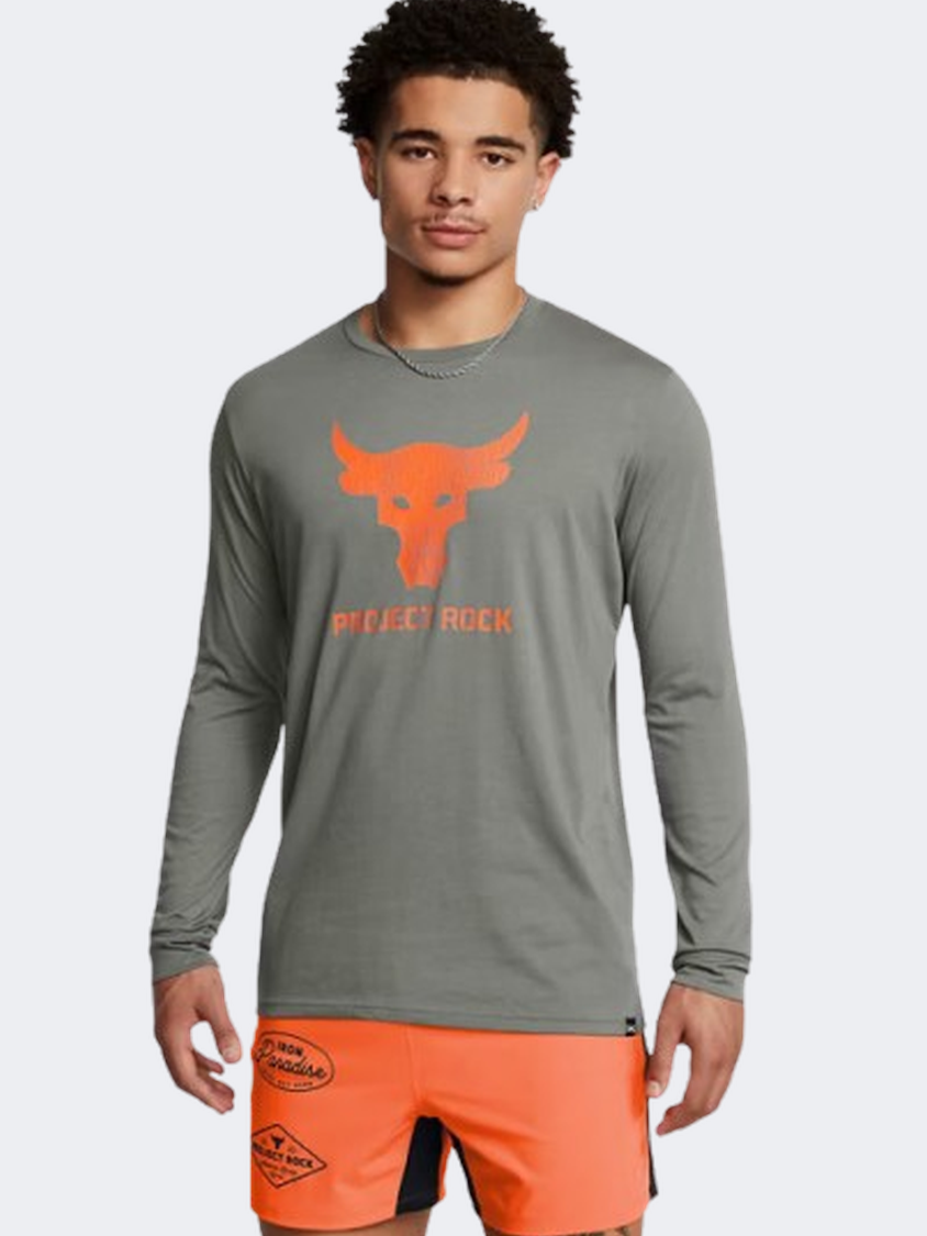 Under Armour Project Rock Men Training Sweatshirt Green Orange