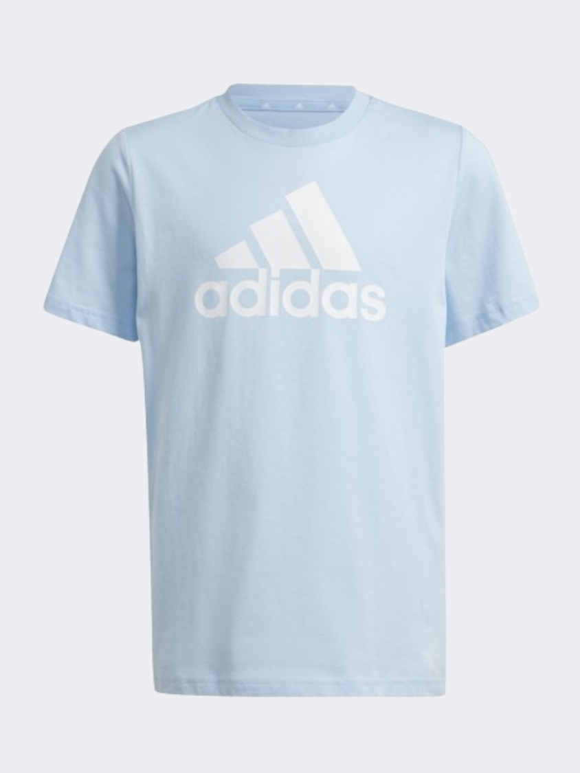 Adidas Essentials Big Logo Boys Sportswear T-Shirt Sky Blue/White