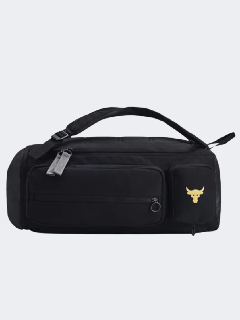 حقيبة تدريب للرجال Under Armour Project Rock باللون الأسود/الذهبي المعدني