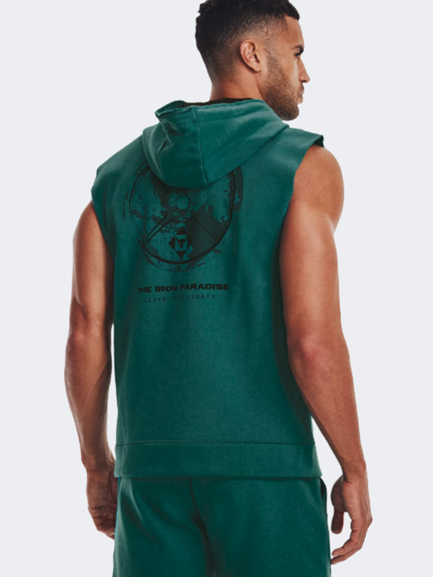Under Armour Project Rock Heavyweight Terry Men Lifestyle Hoody Coastal Teal / Ivory