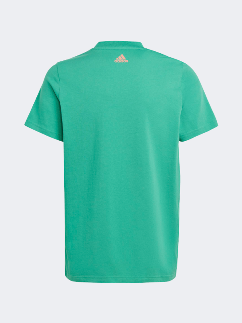 Adidas Essentials Two-Color Big Logo Gs Sportswear T-Shirt Green/White